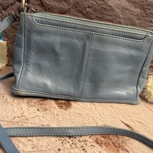 HOBO Cadence Whisper Blue Leather Convertible Crossbody Bag